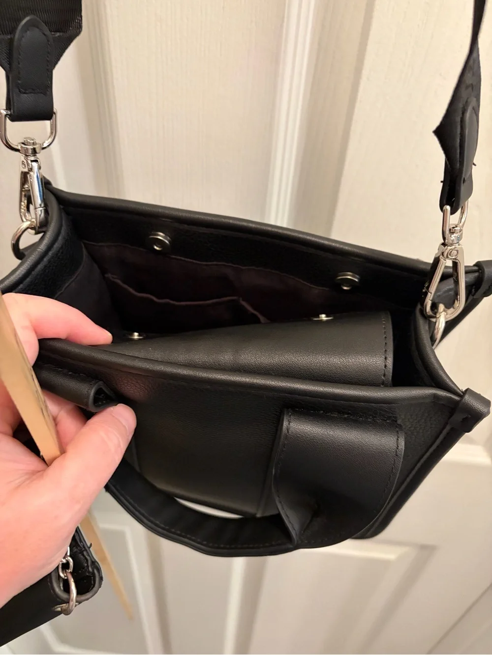 Steve Madden Black Logo Tote Crossbody Bag w/ Card Holder